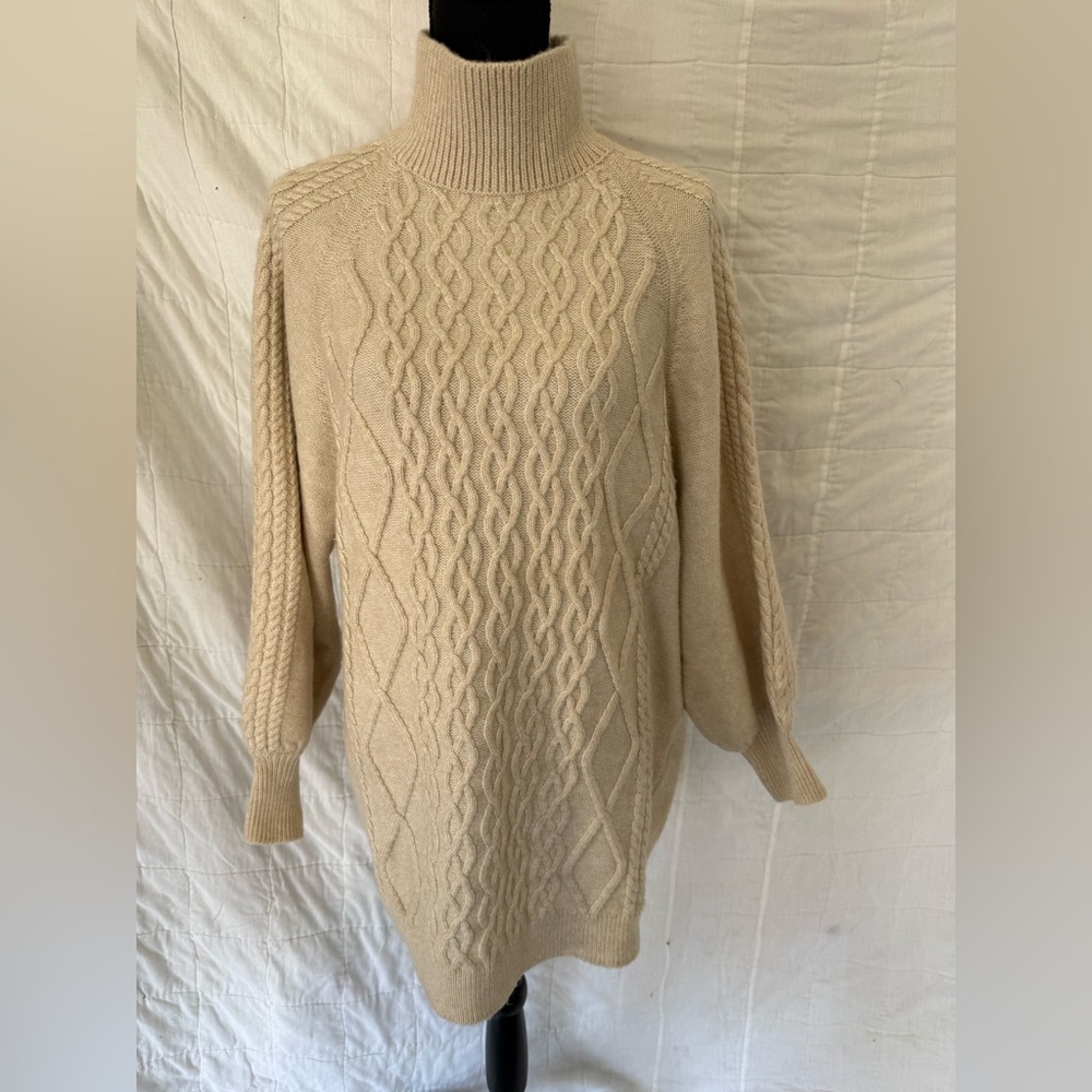 H&M Cream Cable Knit Turtleneck Sweater